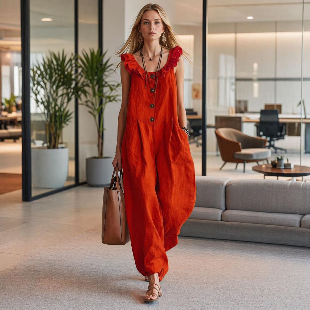 Jumpsuit Linen Relaxed - Jumpsuit Wanita Bernapas, Nyaman, dan Santai,