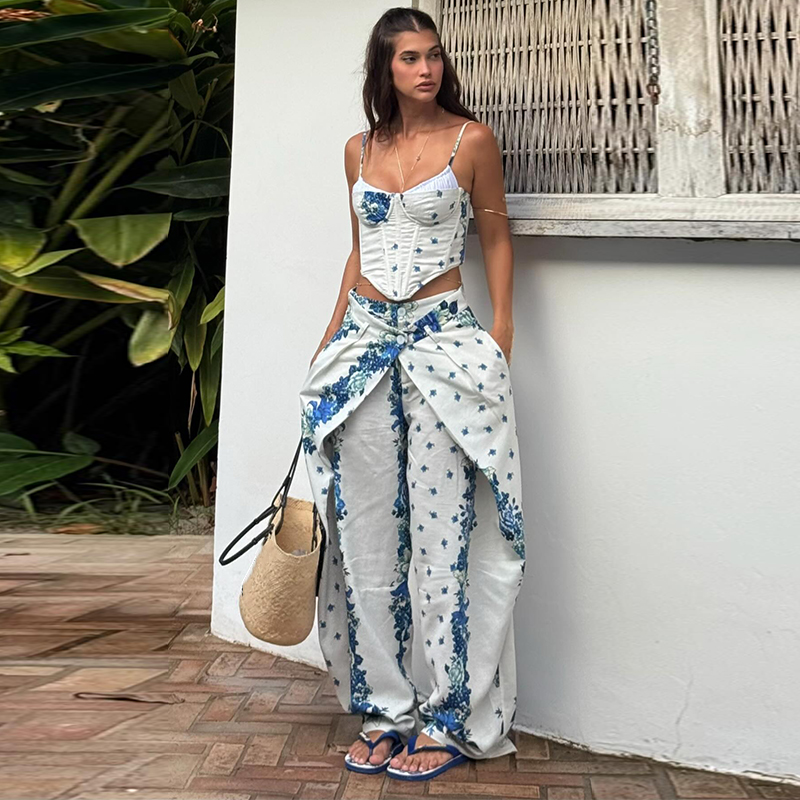 Romper Floral Print - Setelan Wanita 2 Potong Musim Semi