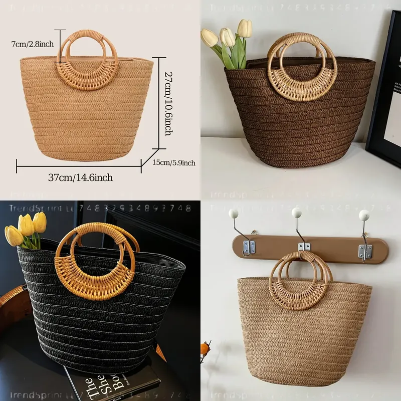 Tote Bag Beach - Tas Tangan Wanita Musim Panas Anyaman