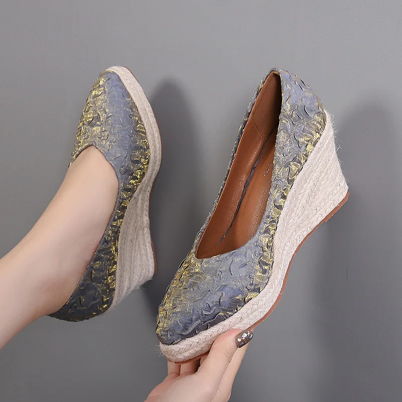 Sepatu Wedge Platform Motif Bu - Wedge Espadrille Women ulasan dan harga
