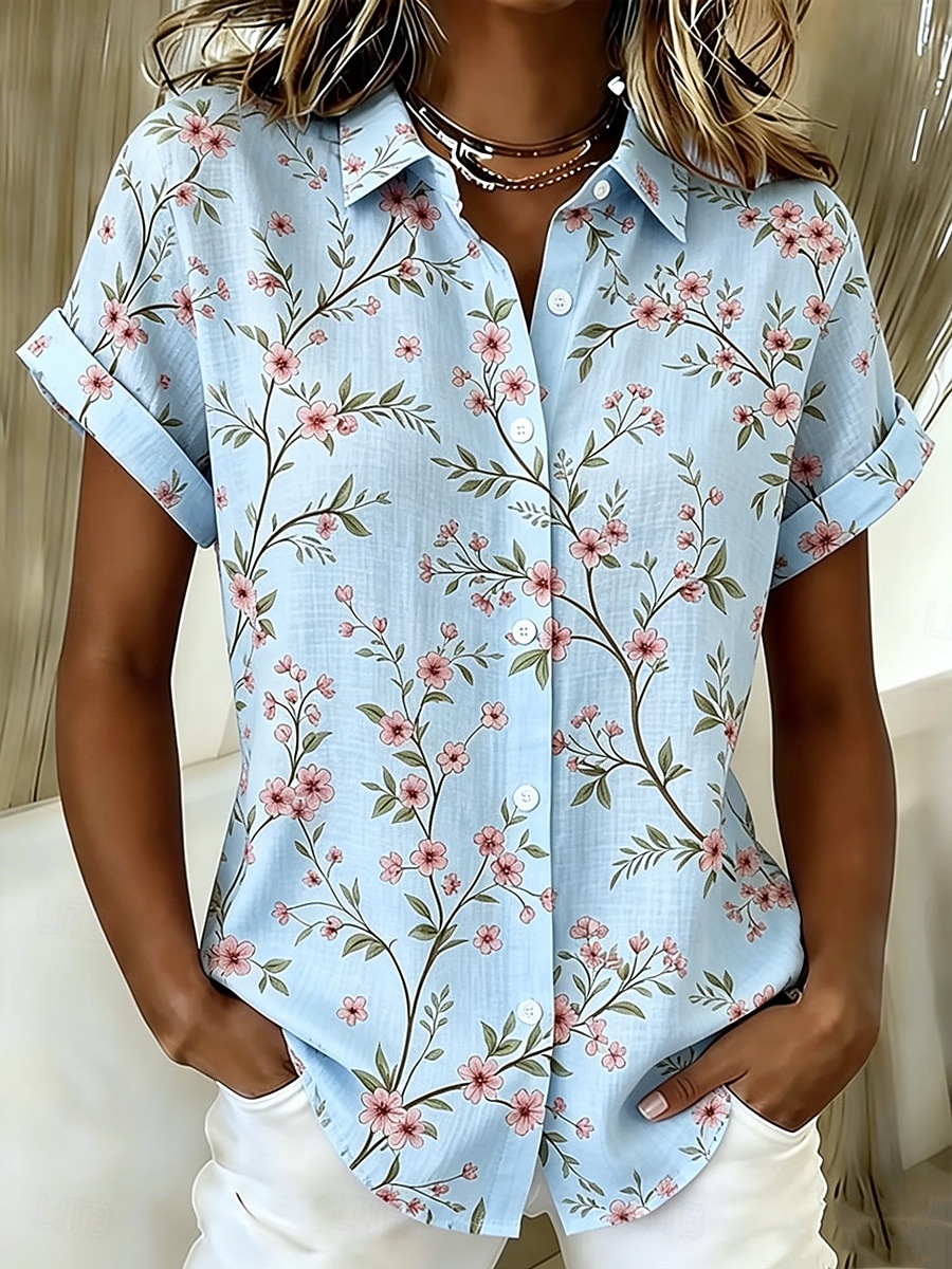 Kemeja Wanita Motif Bunga Beig - Romper Floral Print ulasan dan harga