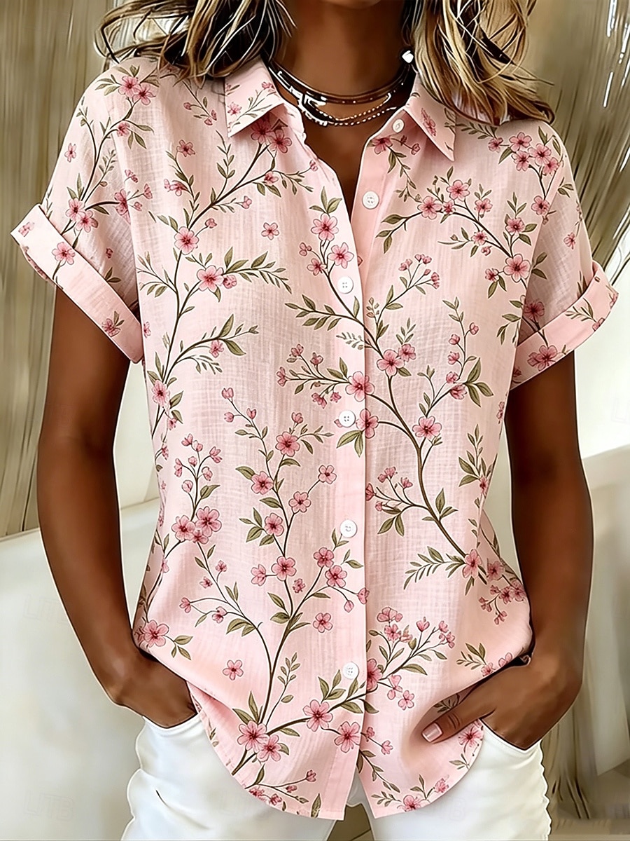 Kemeja Wanita Motif Bunga Beig - Romper Floral Print ulasan dan harga