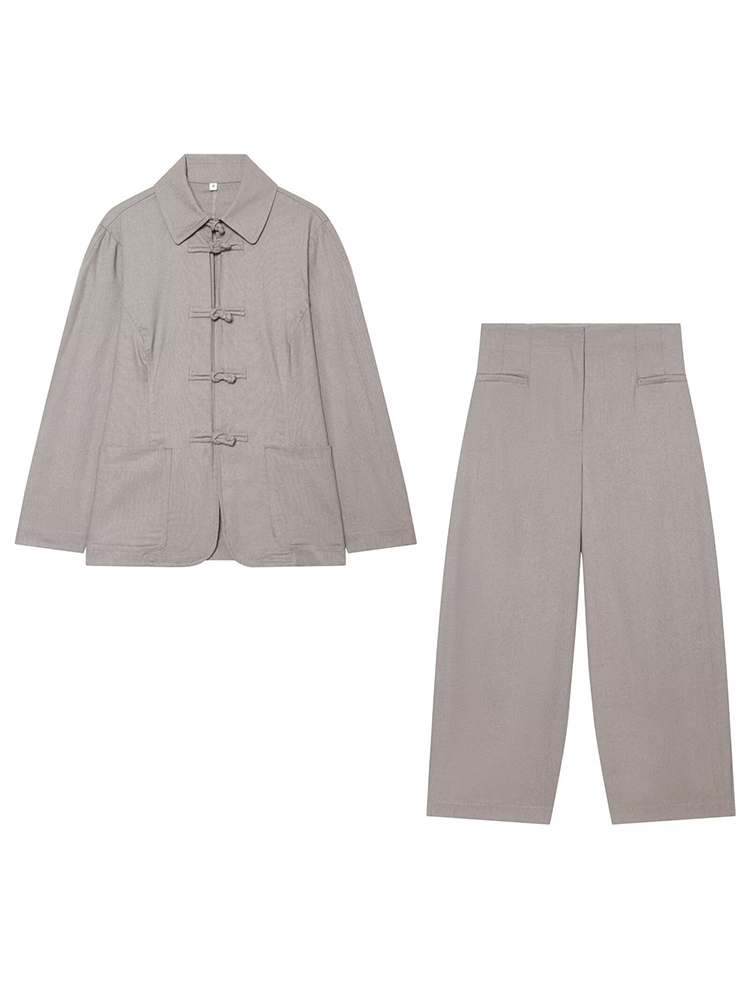 Setelan Jaket Linen Elegan HH  - Linen Pant Wide ulasan dan harga