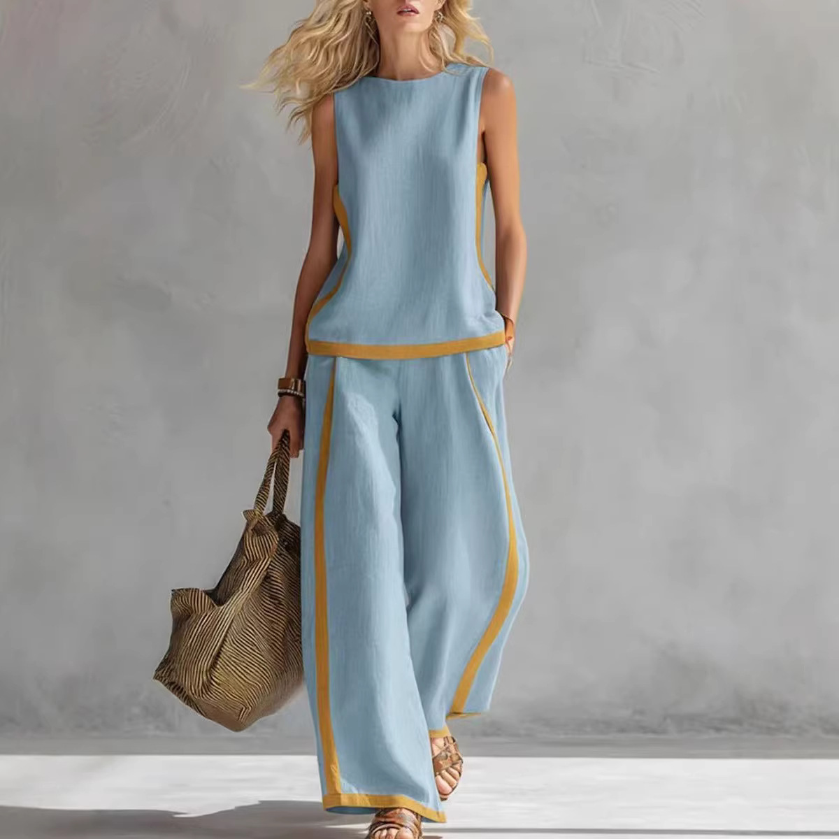 Setelan Linen Wanita 2 Potong  - Linen Pant Wide ulasan dan harga