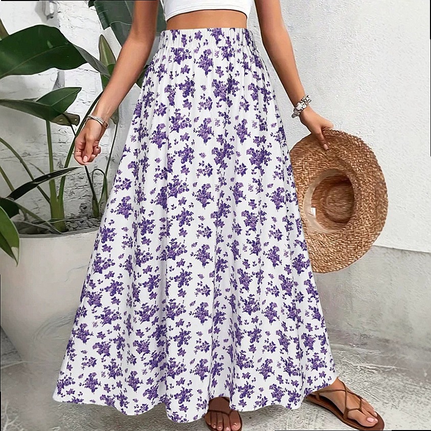 Rok Midi Wanita Motif Bunga Ga - Midi Skirt Floral ulasan dan harga