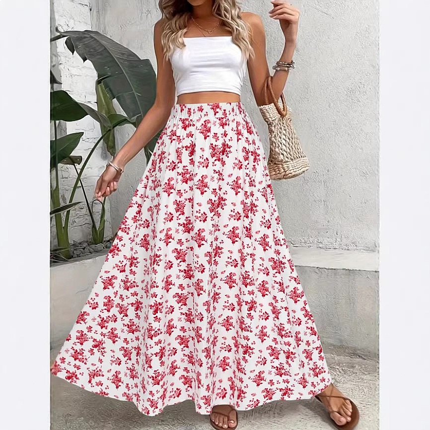 Rok Midi Wanita Motif Bunga Ga - Midi Skirt Floral ulasan dan harga