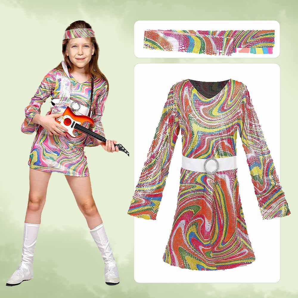 Set Gaun dan Bando Retro 70-an - Romper Floral Print ulasan dan harga