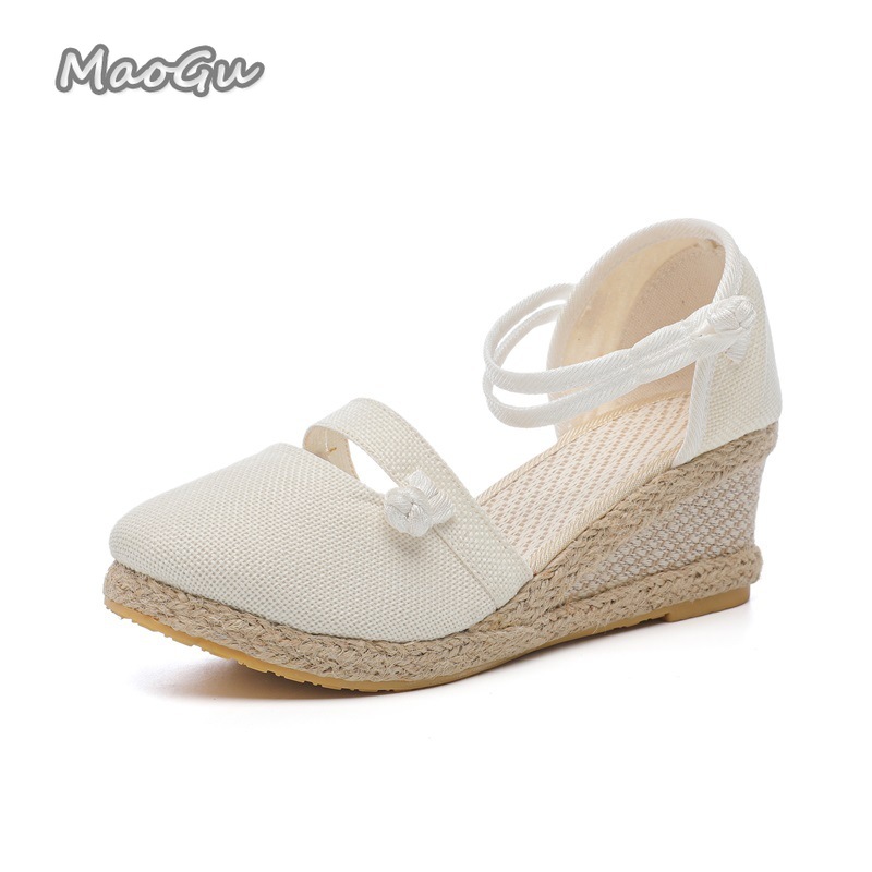 Sandal Wedges Espadrille Linen - Wedge Espadrille Women ulasan dan harga