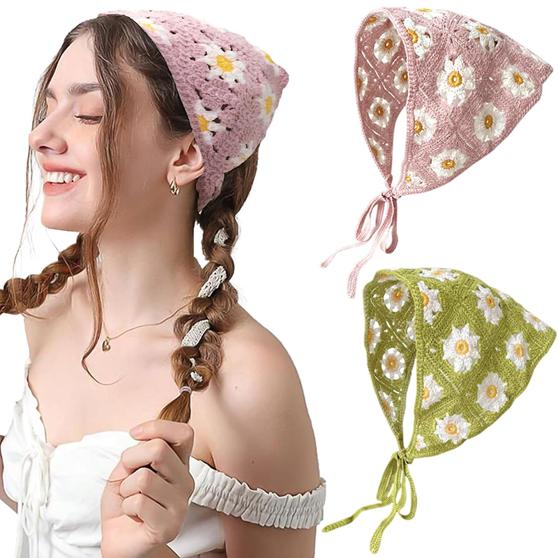 Syal Segitiga Bunga Kait Beron - Headband Summer Knit ulasan dan harga